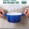 Lareina Large 25oz Ceramic Soup Bowls with Handles - Set of 4 Modern Gray Gradient Ceramic Soup Crocks for Kitchen. Microwave. Oven. and Dishwasher Safe.Blue