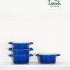 Lareina Large 25oz Ceramic Soup Bowls with Handles - Set of 4 Modern Gray Gradient Ceramic Soup Crocks for Kitchen. Microwave. Oven. and Dishwasher Safe.Blue
