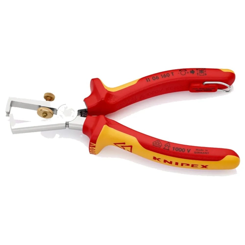 Knipex Abisolierzange mit Befestigungsöse und Öffnungsfeder universal - 1106160T
