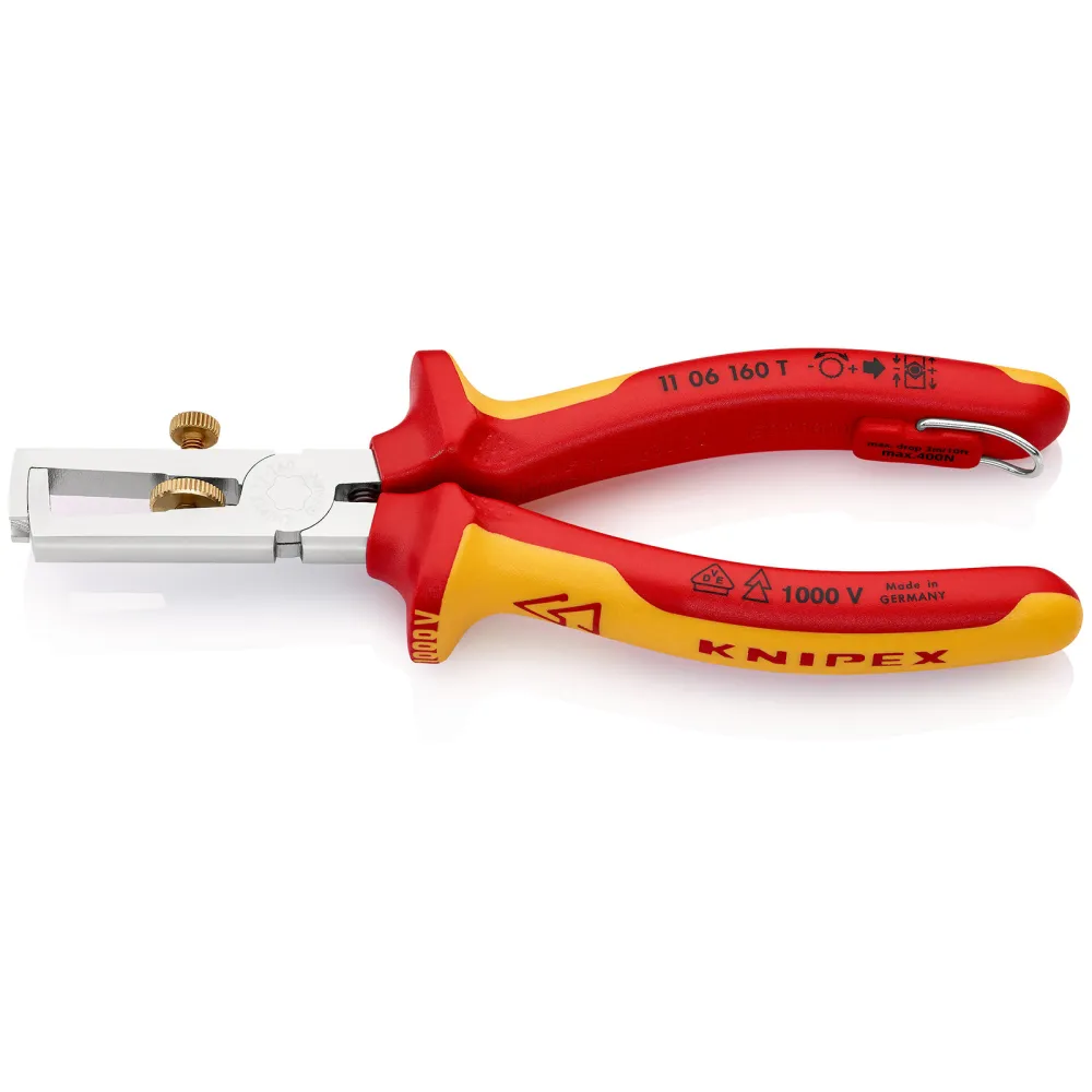 Knipex Abisolierzange mit Befestigungsöse verchromt, isoliert mit Mehrkomponenten-Hüllen, VDE-geprüft; mit integrierter is...