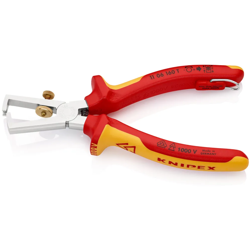 Knipex Abisolierzange mit Befestigungsöse verchromt, isoliert mit Mehrkomponenten-Hüllen, VDE-geprüft; mit integrierter is...