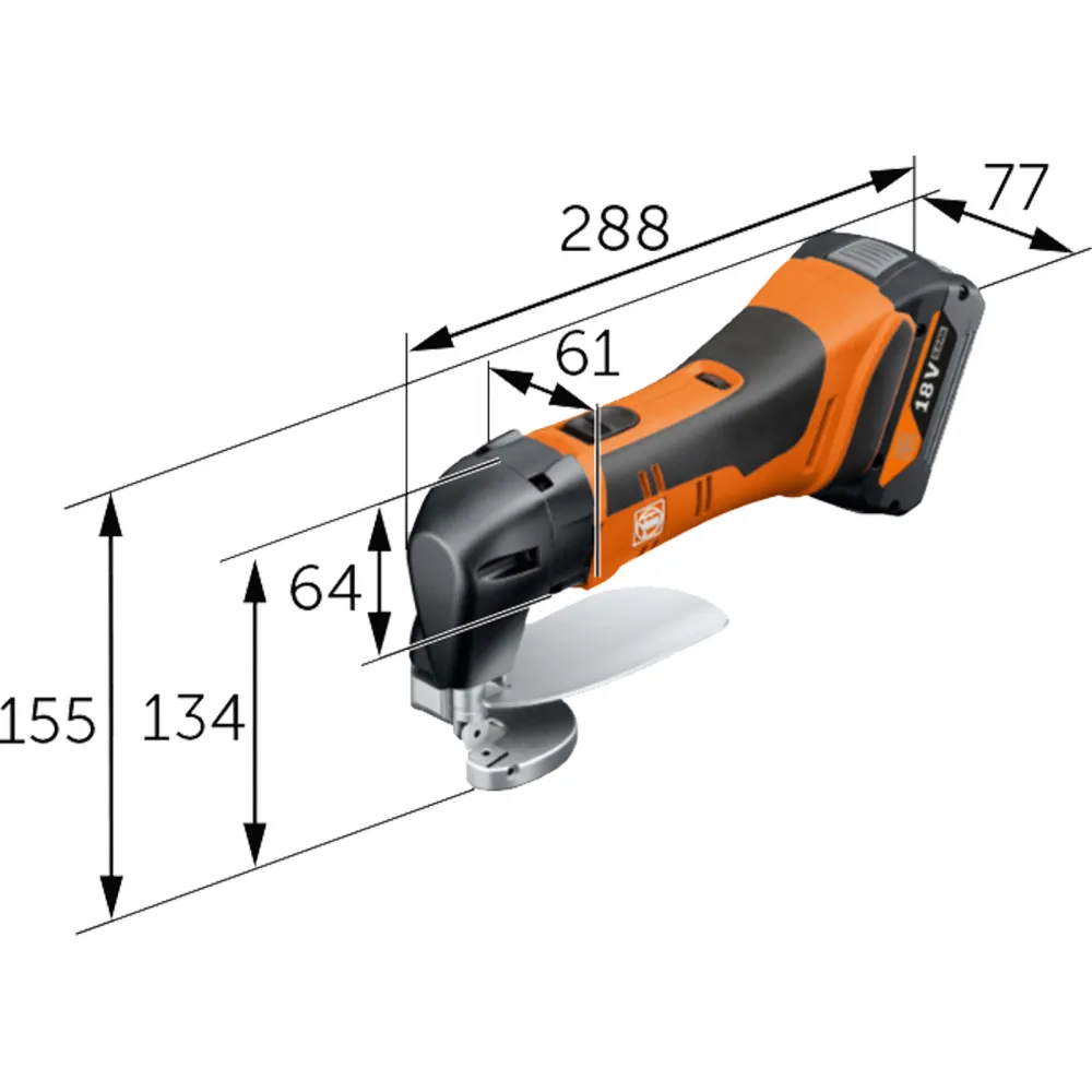 Fein Akku-Blechschere bis 1,6 mm ABLS 18 1.6 E AS / 2x 5,0 Ah Akku + Ladegerät L-Boxx - 71300664000