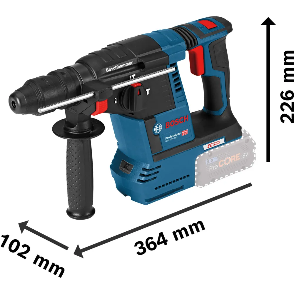 Bosch Akku-Bohrhammer GBH 18V-26 F / 2x 5,0 Ah Akku + Ladegerät L-Boxx - 0611910007