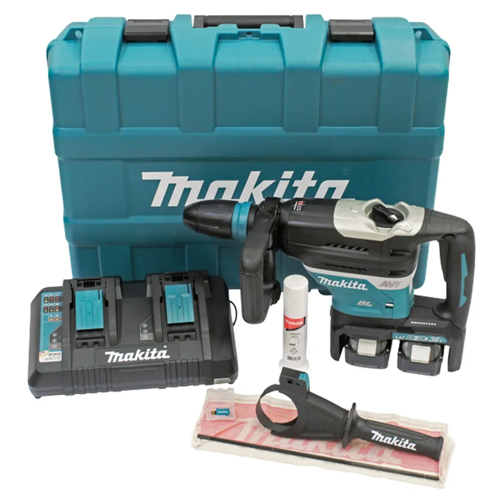 Makita DHR400PG2U Akku-Kombihammer SDS-MAX 2x 18 V / 2x 6,0 Ah Akku + Ladegerät inkl. Zubehör Transportkoffer