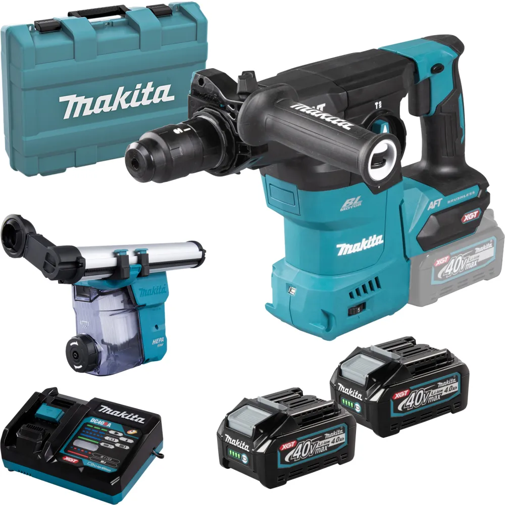 Makita HR009GZ Akku-Kombihammer 40V max. mit Schnellwechselfutter / 2x 4,0 Ah Akku + Ladegerät im Transportkoffer