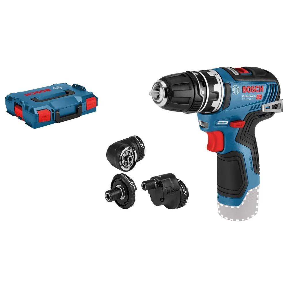 Bosch Akku-Bohrschrauber GSR 12V-35 FC FlexiClick Solo inkl. 4 Aufsätzen L-Boxx - 06019H3003