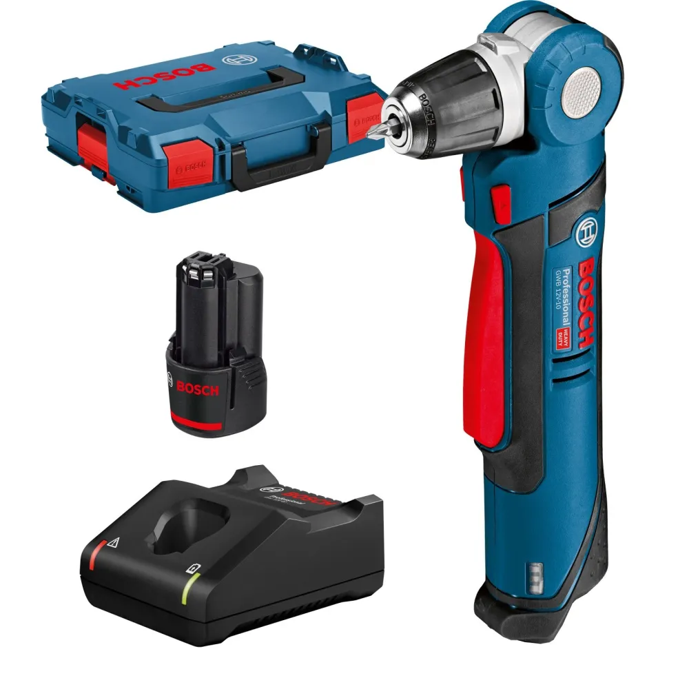 Bosch Akku-Winkelbohrmaschine GWB 12V-10 12 V / 2x 2,0 Ah Akku + Ladegerät L-Boxx - 0601390908