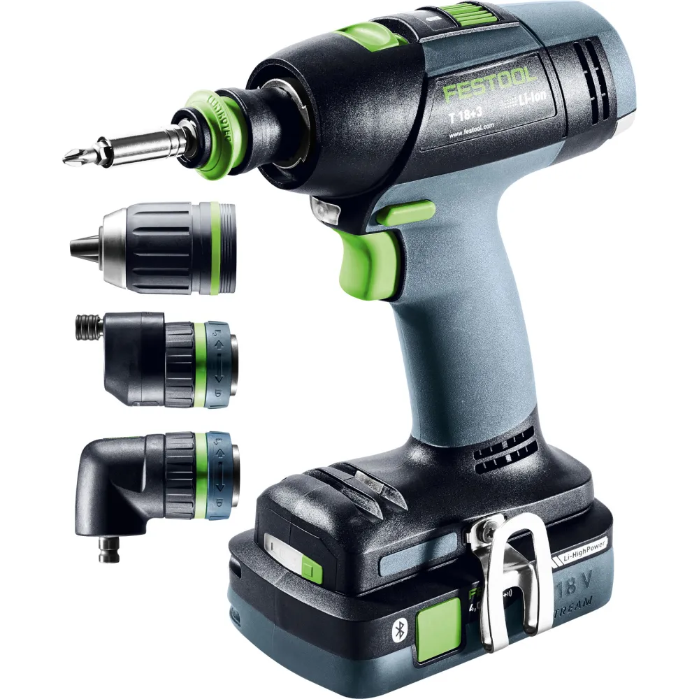 Festool Akku-Bohrschrauber T 18+3 HPC 4,0 I-Set / 2x 4,0 Ah Akku + Ladegerät + Zubehör im Systainer - 577609