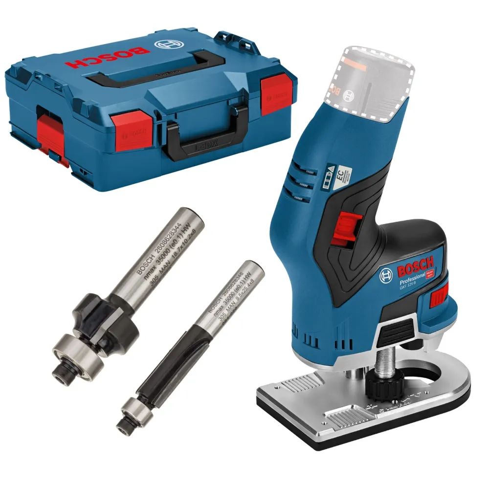 Bosch Akku-Kantenfräse GKF 12V-8 Solo inkl. Fräser L-Boxx - 06016B0001