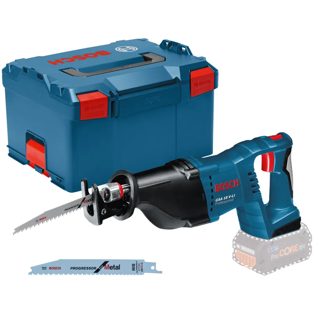 Bosch Akku-Säbelsäge GSA 18V-LI Solo inkl. Zubehör-Set L-Boxx - 060164J007
