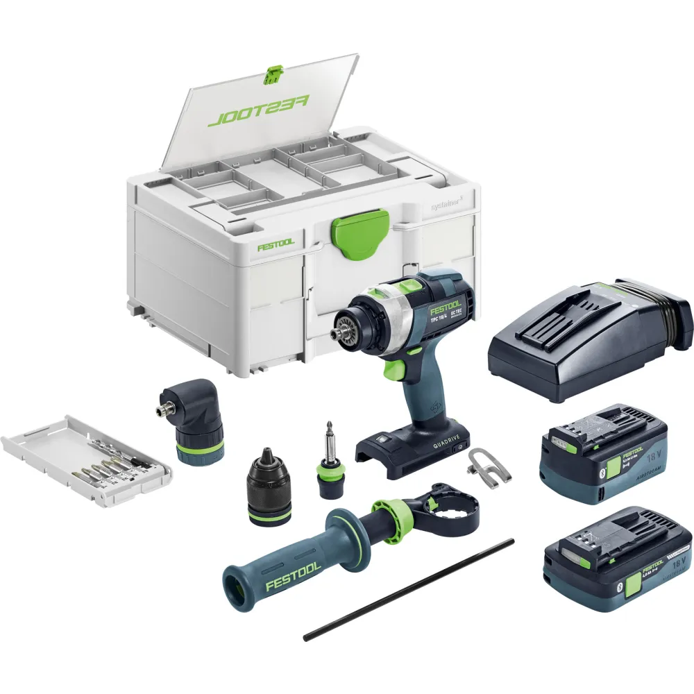 Festool Akku-Schlagbohrschrauber TPC 18/4 5,0/4,0 I-Set QUADRIVE / 1x 4,0 1x 5,0 Akku + Ladegerät + Zubehör im Systainer -...