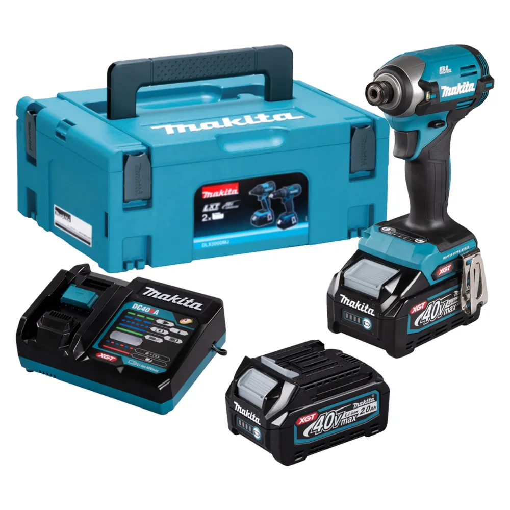 Makita TD003GA202 Akku-Schlagschrauber XGT 40 V / 2x 2,0 Ah Akku & Ladegerät im Makpac