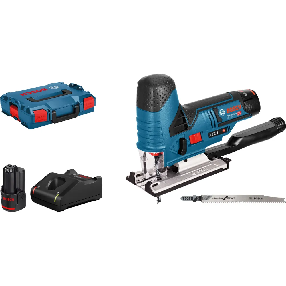 Bosch Akku-Stichsäge GST 12V-70 / 2x 3,0 Ah Akku + Ladegerät L-Boxx - 06015A1005