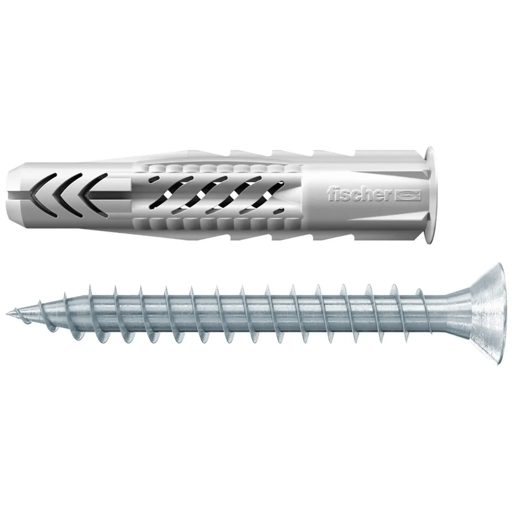 Fischer 25x Universaldübel UX 8 x 50 R S/25 mit Rand und Schraube - 94760