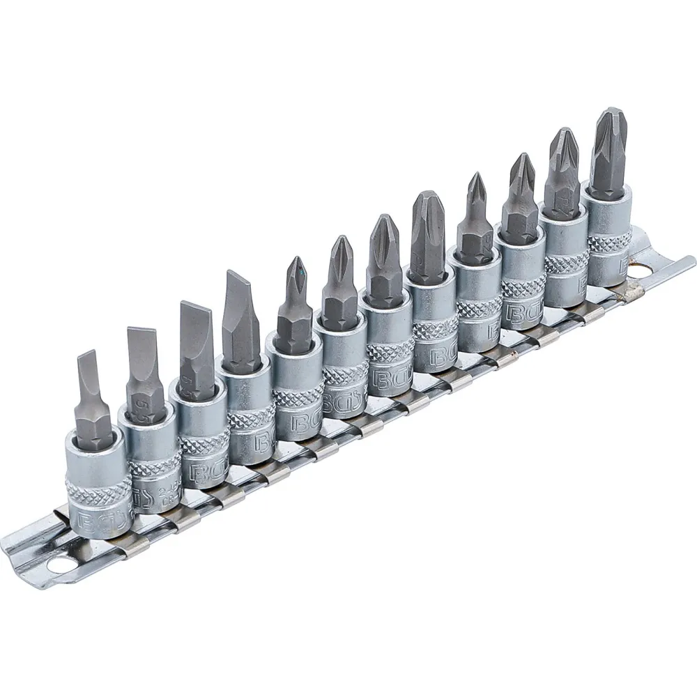 BGS Bit-Einsatz-Satz Antrieb Innenvierkant 6,3 mm (1/4") Schlitz, Kreuzschlitz PH, Kreuzschlitz PZ 12tlg. - 2163