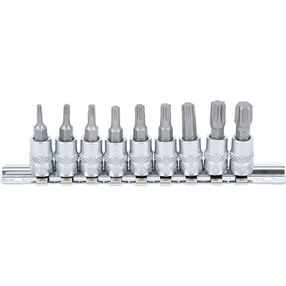 BGS Bit-Einsatz-Satz Antrieb Innenvierkant 6,3 mm (1/4") T-Profil (für Torx) T10 - T50 9tlg. - 2164
