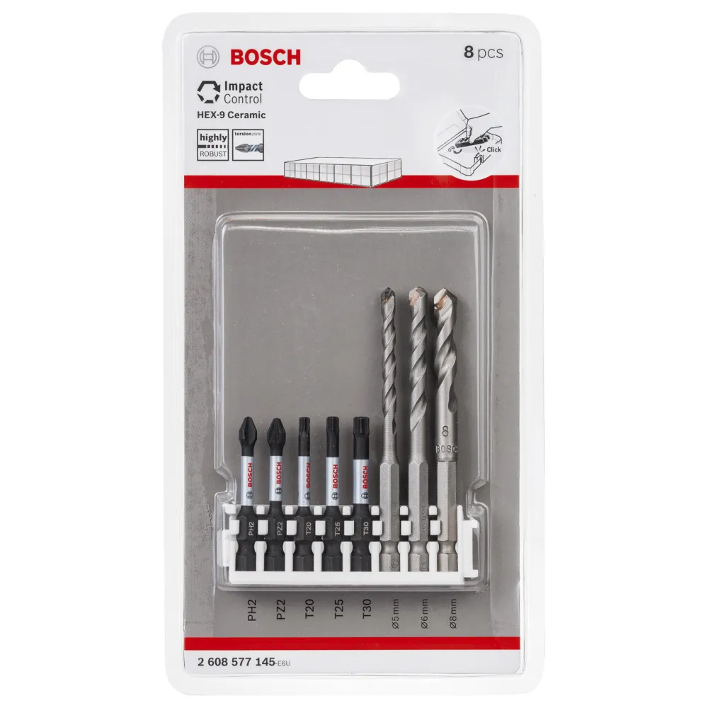 Bosch Impact Control HEX-9 Ceramic + Power Bit-Set 8tlg. - 2608577145