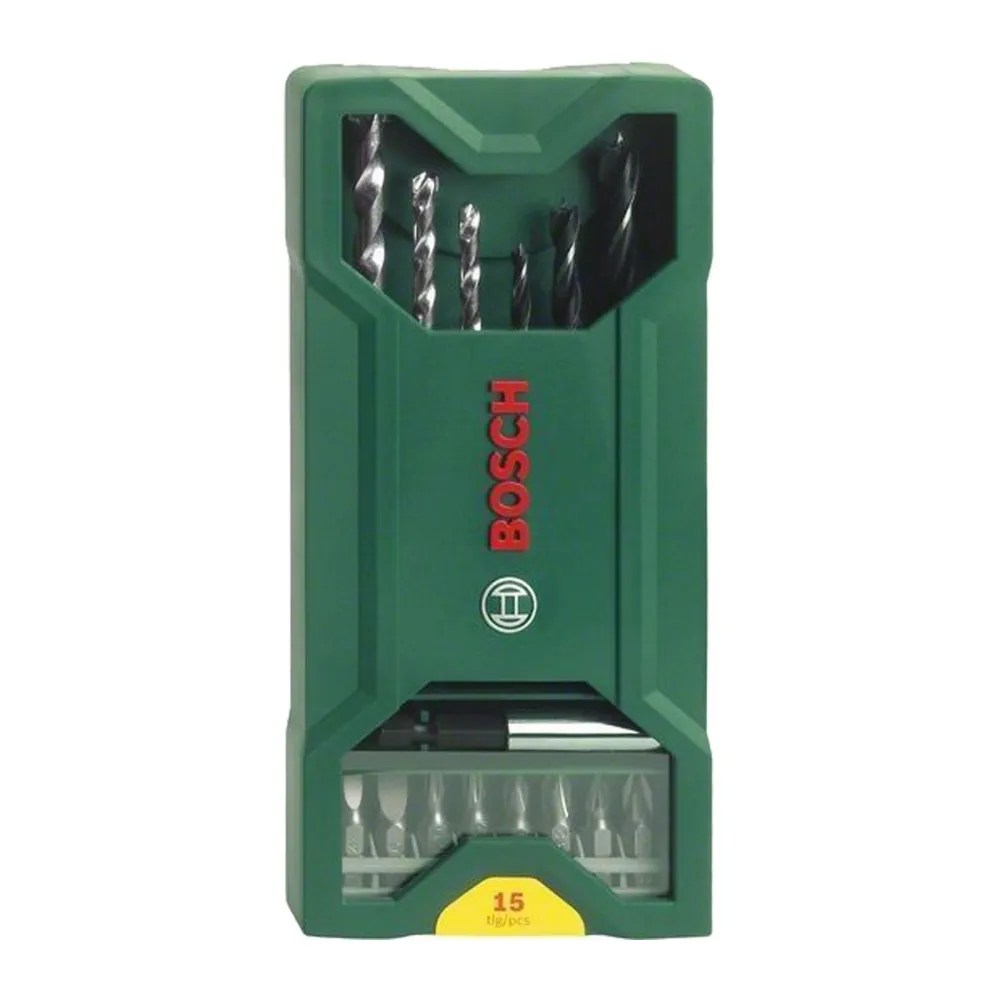 Bosch Mini-X-Line Mixed-Set, 15tlg., 3 Stein-, 3 Holzbohrer, 8 Schrauberbits - 2607019579
