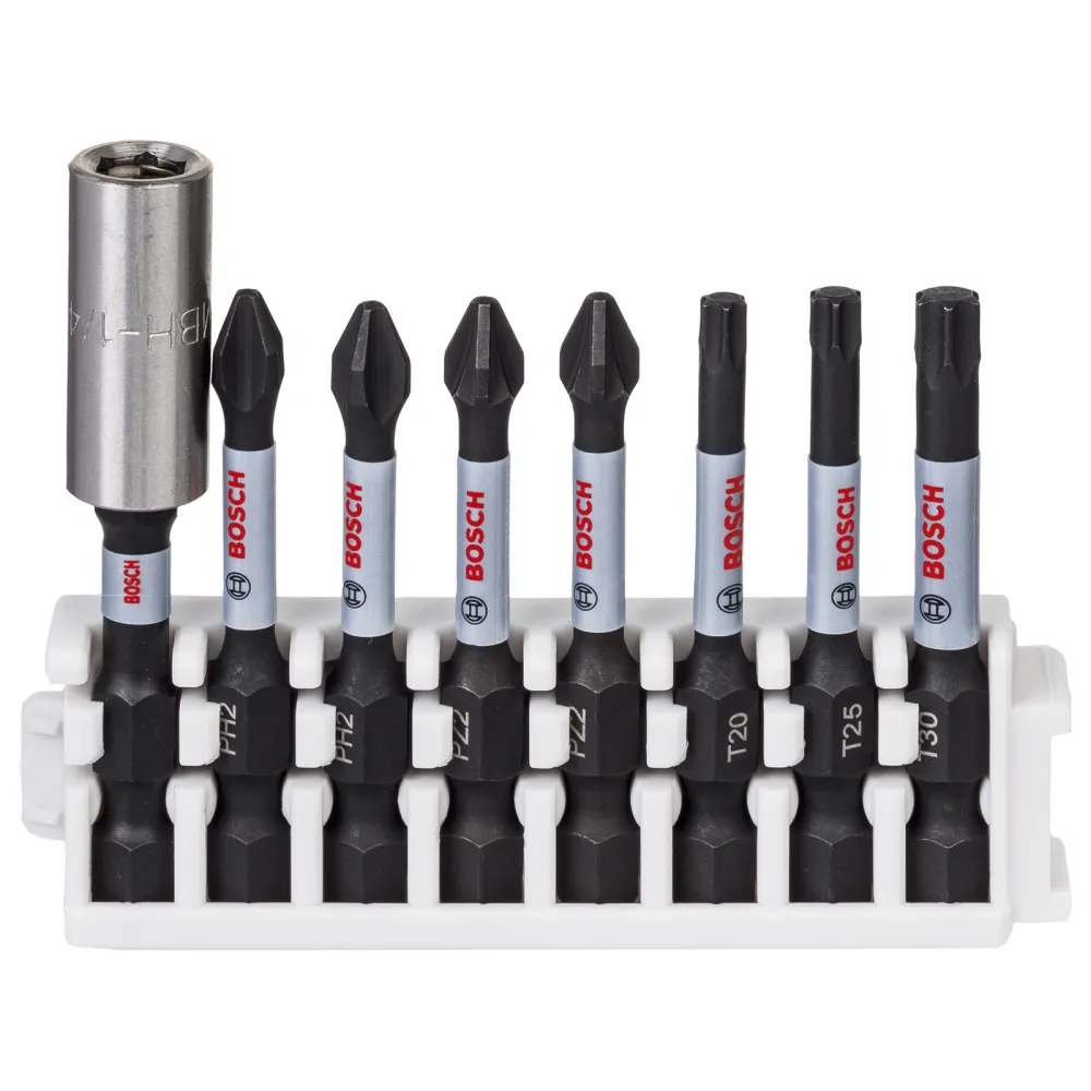 Bosch PRO Impact Set mit Standard-Bithalter und Pick and Click-Einsätzen PH2(x2); PZ2(x2); T20; T25; T30; BH 55 mm 8-tlg....