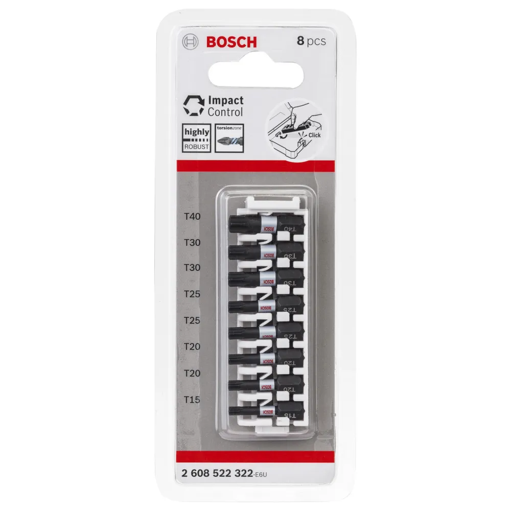 Bosch PRO Torx Impact Bit T15; T20(x2); T25(x2); T30(x2); T40 25 mm 8-tlg. - 2608522322