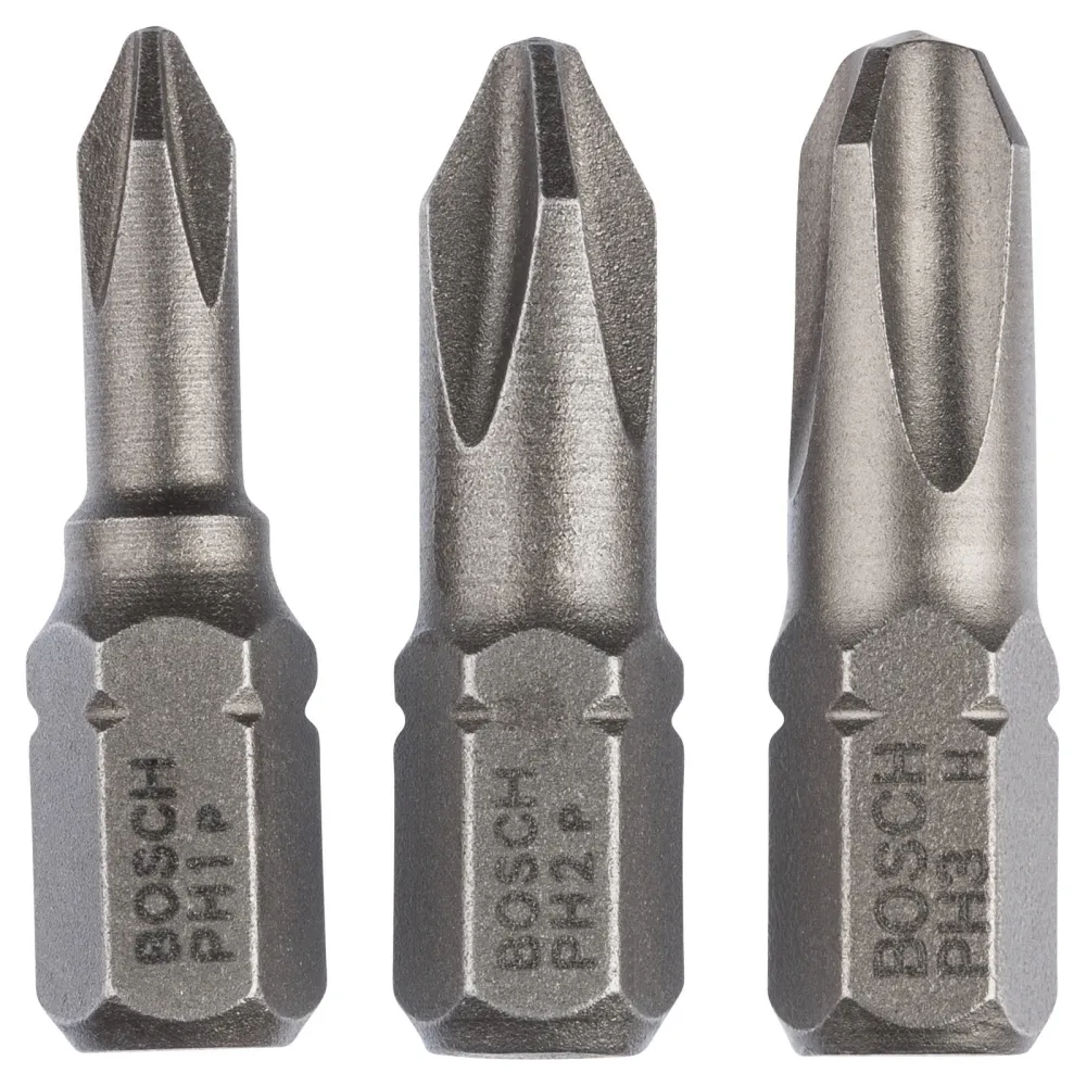 Bosch Schrauberbit-Set Extra-Hart (PH), 3tlg. PH1, PH2, PH3, 25 mm - 2607001752