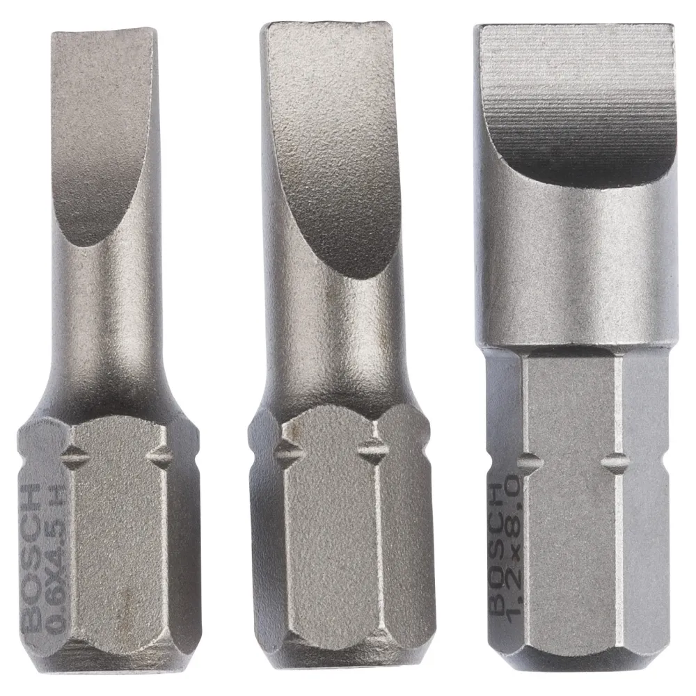 Bosch Schrauberbit-Set Extra-Hart (S), 3tlg. 25 mm, S0,6x4,5, S0,8x5,5, S1,2x8,0 - 2607001750