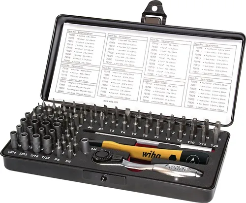 Wiha Feinmechanikerbitset 7000SK65ESD mit C4-Bits Kunststoffkassette 65tlg. - 39971