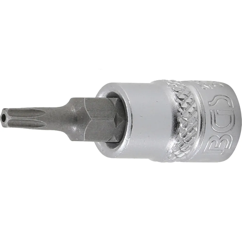 BGS Bit-Einsatz Antrieb Innenvierkant 6,3 mm (1/4") T-Profil (für Torx) mit Bohrung T15 - 2358
