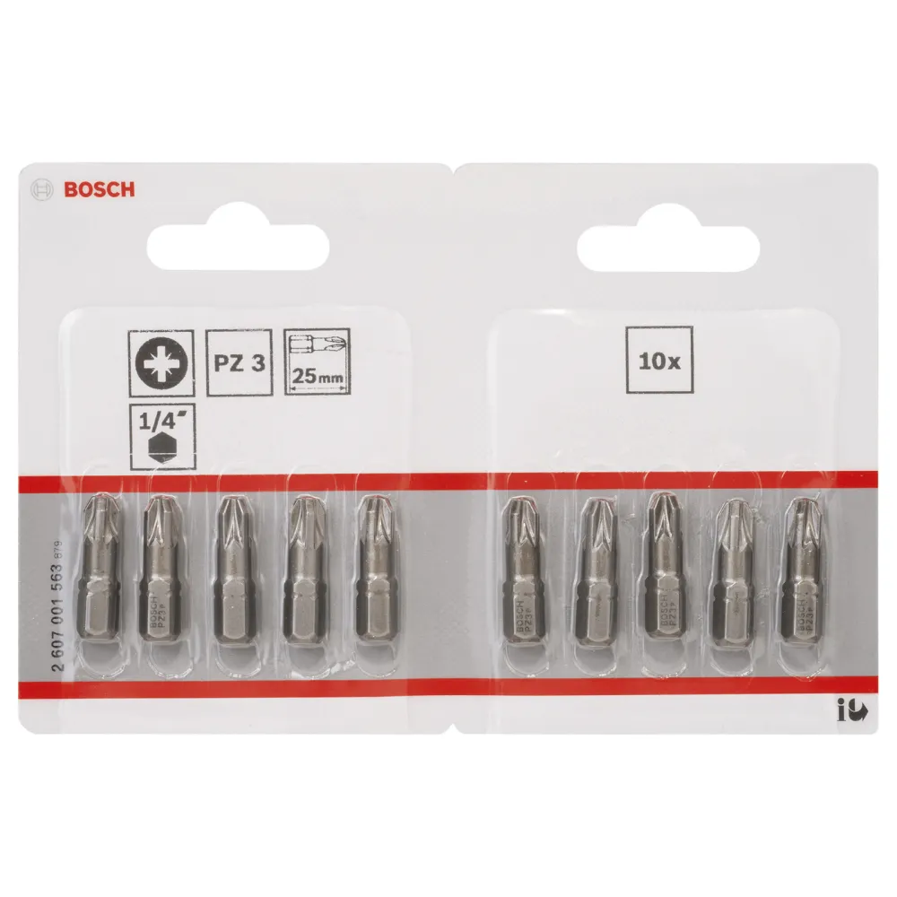 Bosch 10x Schrauberbit Extra-Hart, PZ 3, 25 mm - 2607001563