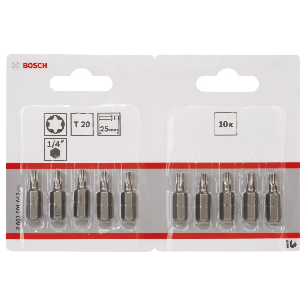 Bosch 10x Schrauberbit Extra-Hart, T20, 25 mm - 2607001612
