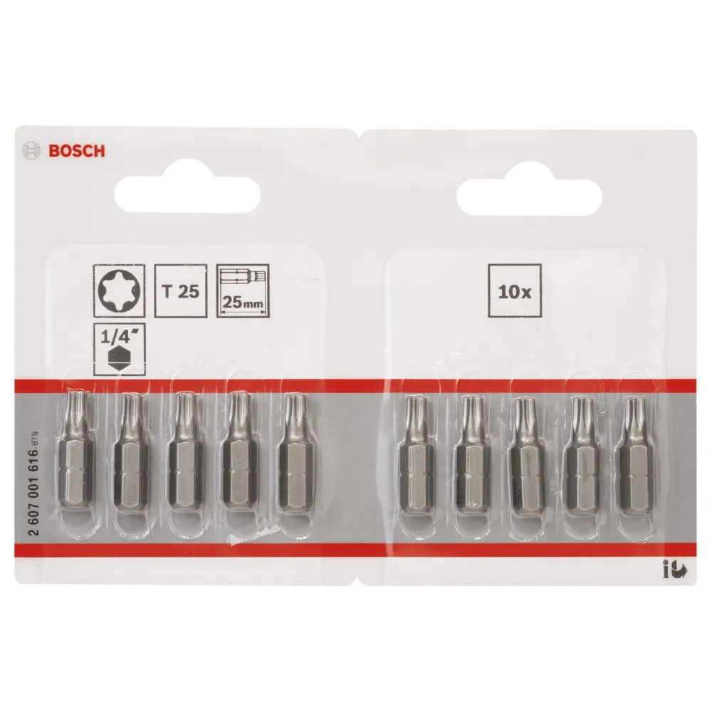 Bosch 10x Schrauberbit Extra-Hart, T25, 25 mm - 2607001616