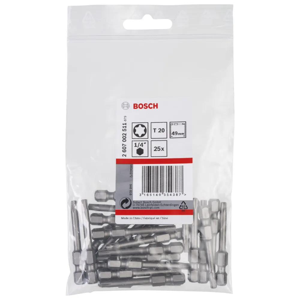 Bosch 25x Schrauberbit Extra-Hart, T20, 49 mm - 2607002511