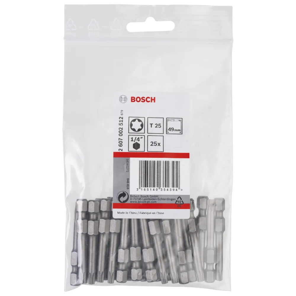 Bosch 25x Schrauberbit Extra-Hart, T25, 49 mm - 2607002512