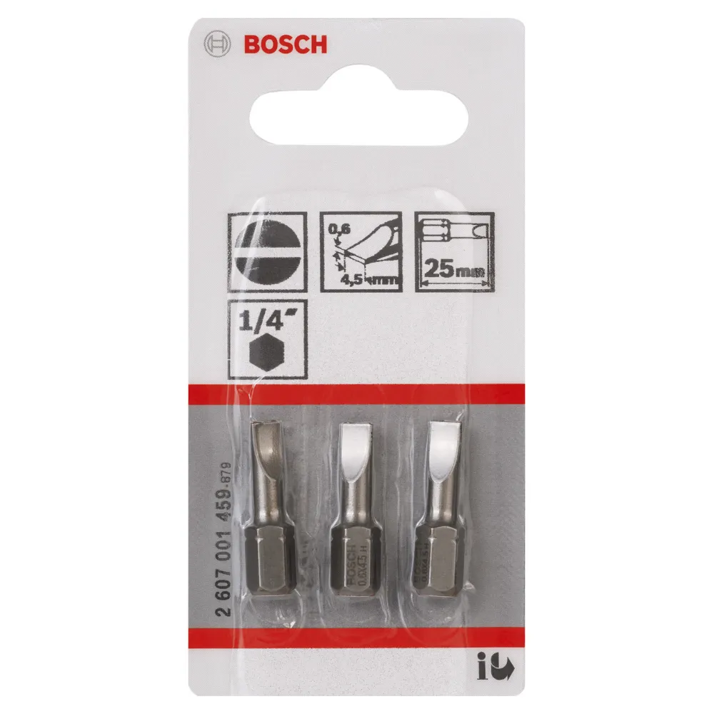 Bosch 3x Schrauberbit Extra-Hart, S 0,6 x 4,5, 25 mm - 2607001459