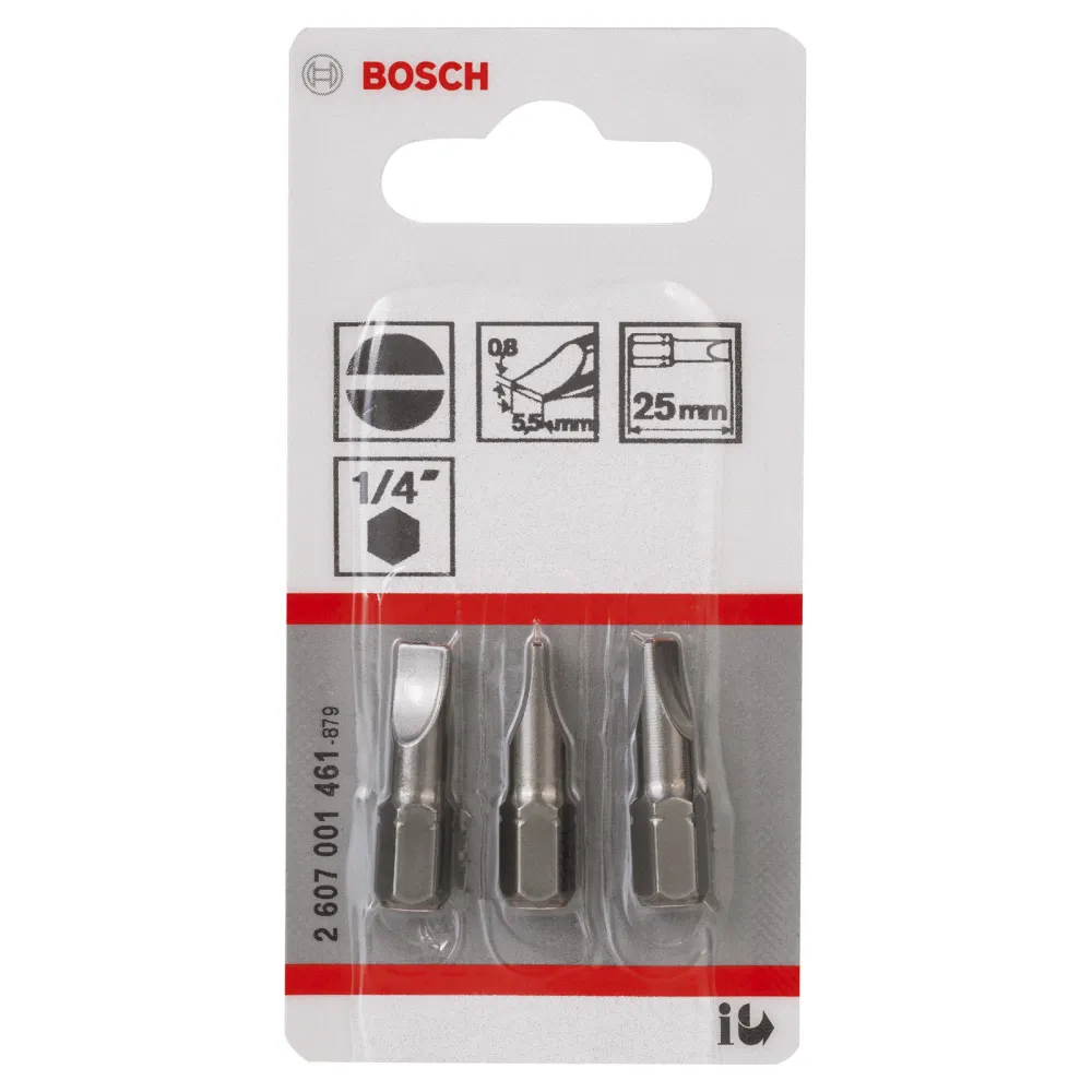 Bosch 3x Schrauberbit Extra-Hart, S 0,8 x 5,5, 25 mm - 2607001461