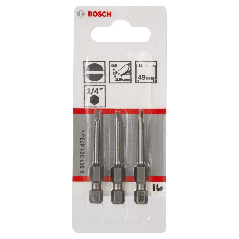 Bosch 3x Schrauberbit Extra-Hart, S 0,5 x 3,0, 49 mm - 2607001473