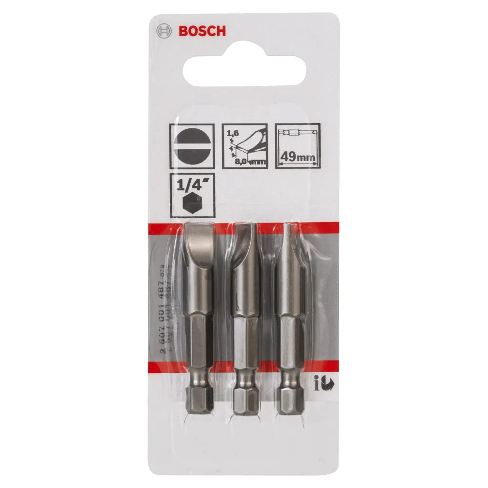 Bosch 3x Schrauberbit Extra-Hart, S 1,6 x 8,0, 49 mm - 2607001487