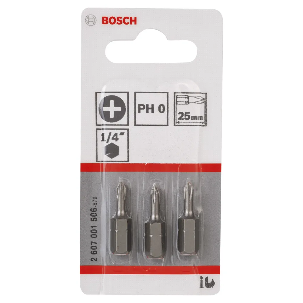 Bosch 3x Schrauberbit Extra-Hart, PH 0, 25 mm - 2607001506