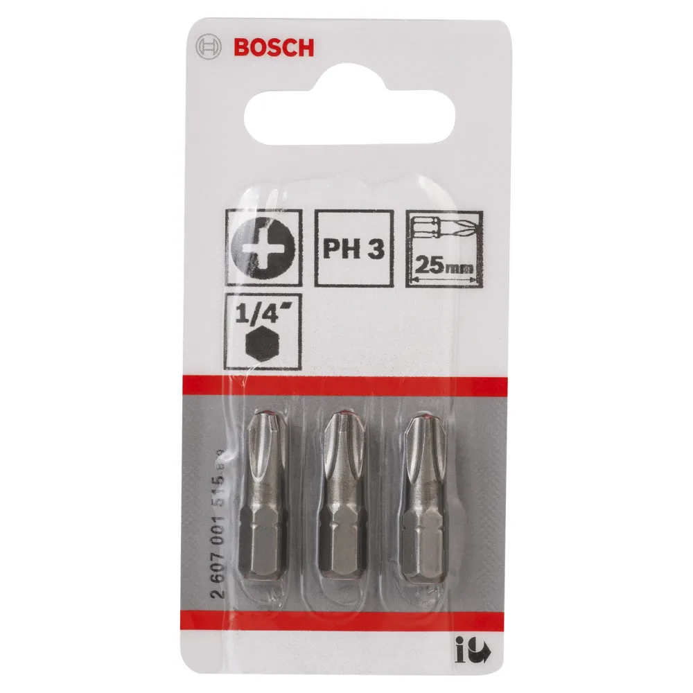 Bosch 3x Schrauberbit Extra-Hart, PH 3, 25 mm - 2607001515