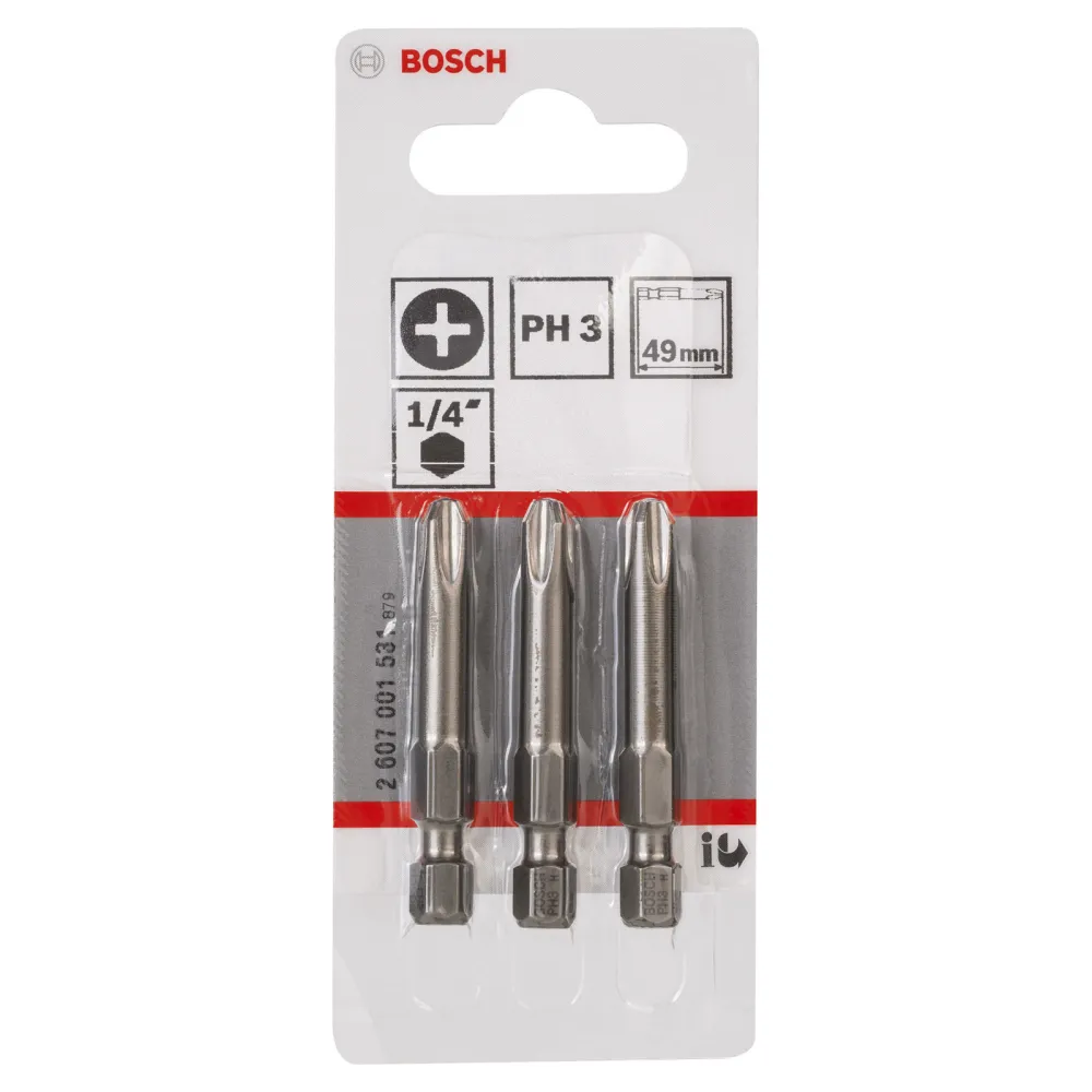 Bosch 3x Schrauberbit Extra-Hart, PH 3, 49 mm - 2607001531
