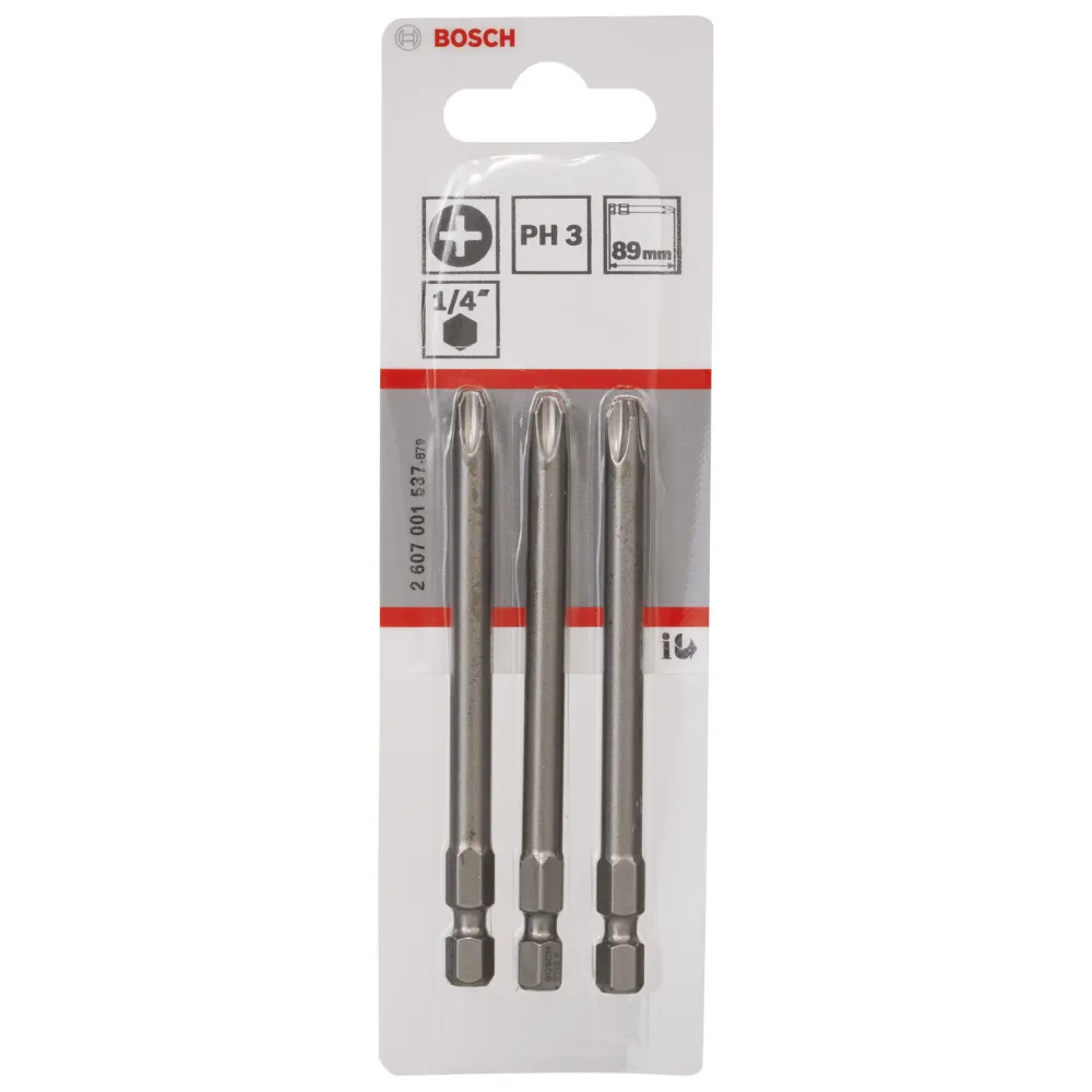 Bosch 3x Schrauberbit Extra-Hart, PH 3, 89 mm - 2607001537