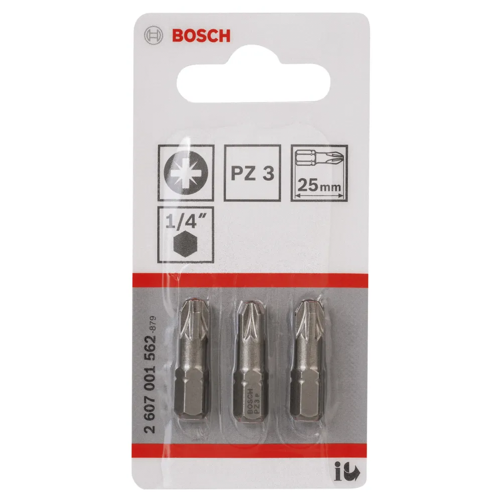 Bosch 3x Schrauberbit Extra-Hart, PZ 3, 25 mm - 2607001562