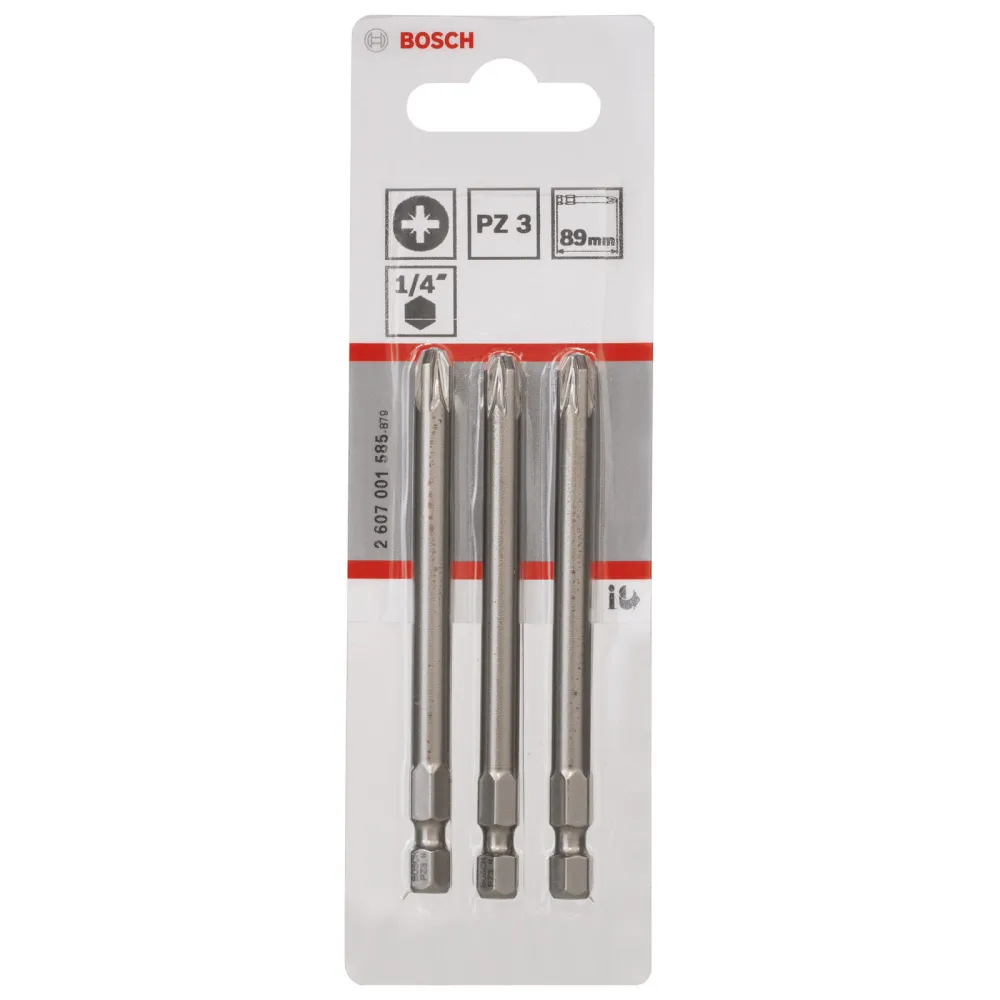 Bosch 3x Schrauberbit Extra-Hart, PZ 3, 89 mm - 2607001585