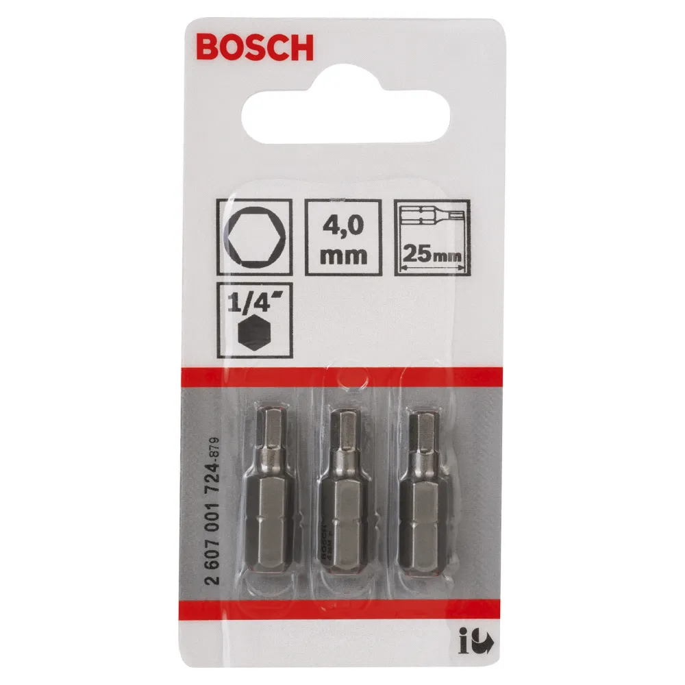 Bosch 3x Schrauberbit Extra-Hart, HEX 4, 25 mm - 2607001724