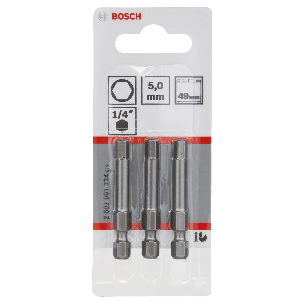Bosch 3x Schrauberbit Extra-Hart, HEX 5, 49 mm - 2607001734