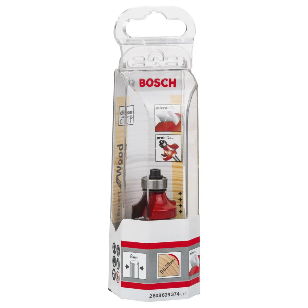 Bosch Abrundfräser Expert Wood 8 mm D 25,4 mm R1 6,4 mm AL 12,7 mm G 55,2 mm - 2608629374