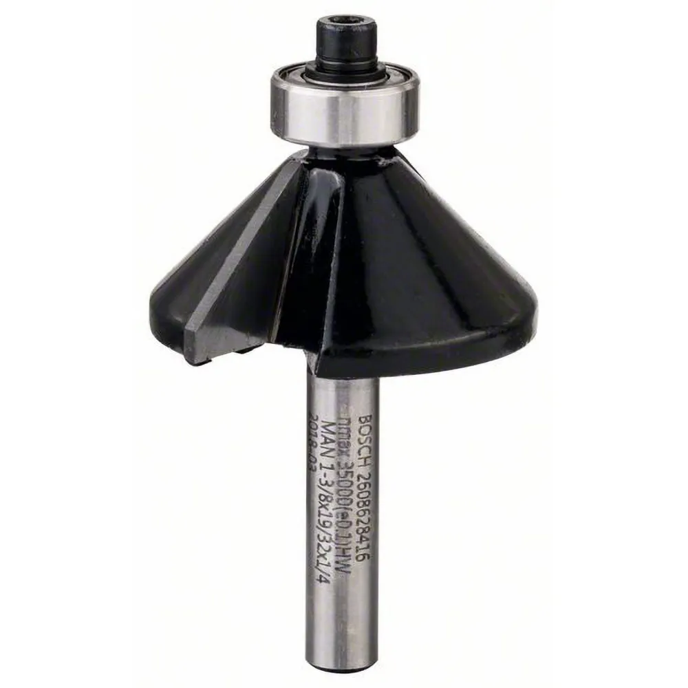 Bosch Fasefräser 1/4" Ø 34,9 mm B 13 mm L 14,7 mm G 56 mm 45° - 2608628416