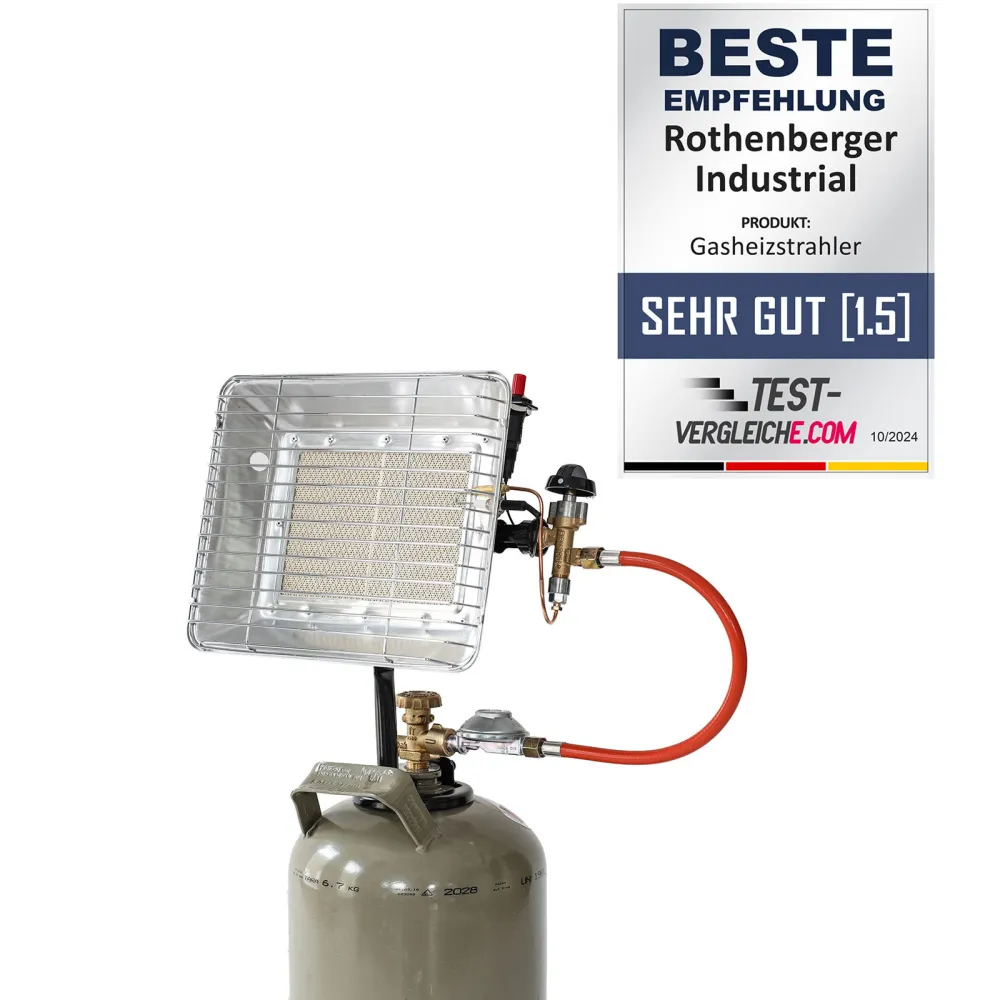 ROTHENBERGER Industrial Gasheizstrahler Eco mit Piezo inkl. Schlauch & Regler - 35985