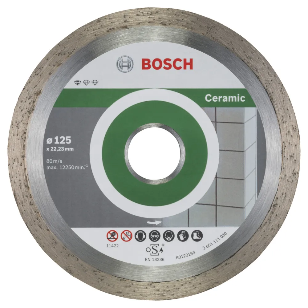 Bosch 10x Diamanttrennscheibe Standard Ceramic, 125 x 22,23 x 1,6 x 7 mm - 2608603232