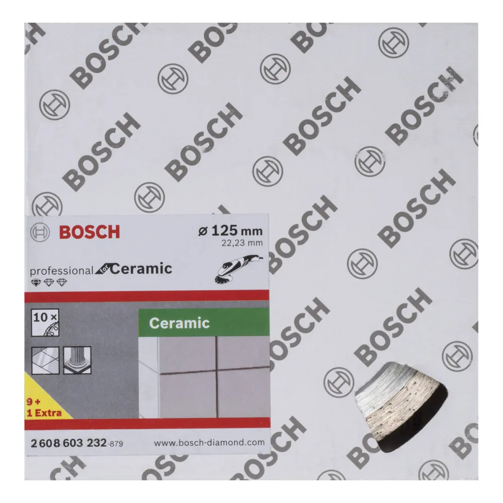 Bosch 10x Diamanttrennscheibe Standard Ceramic, 125 x 22,23 x 1,6 x 7 mm - 2608603232